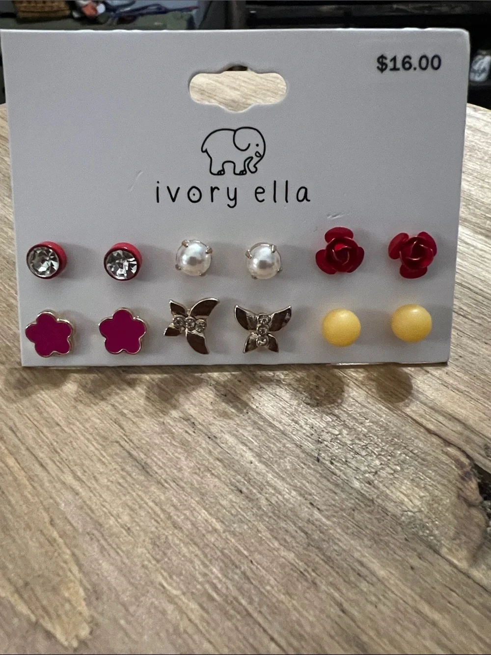 3/$18 ivory ella Kids 6-Pair Stud Earring Set Lot 2121